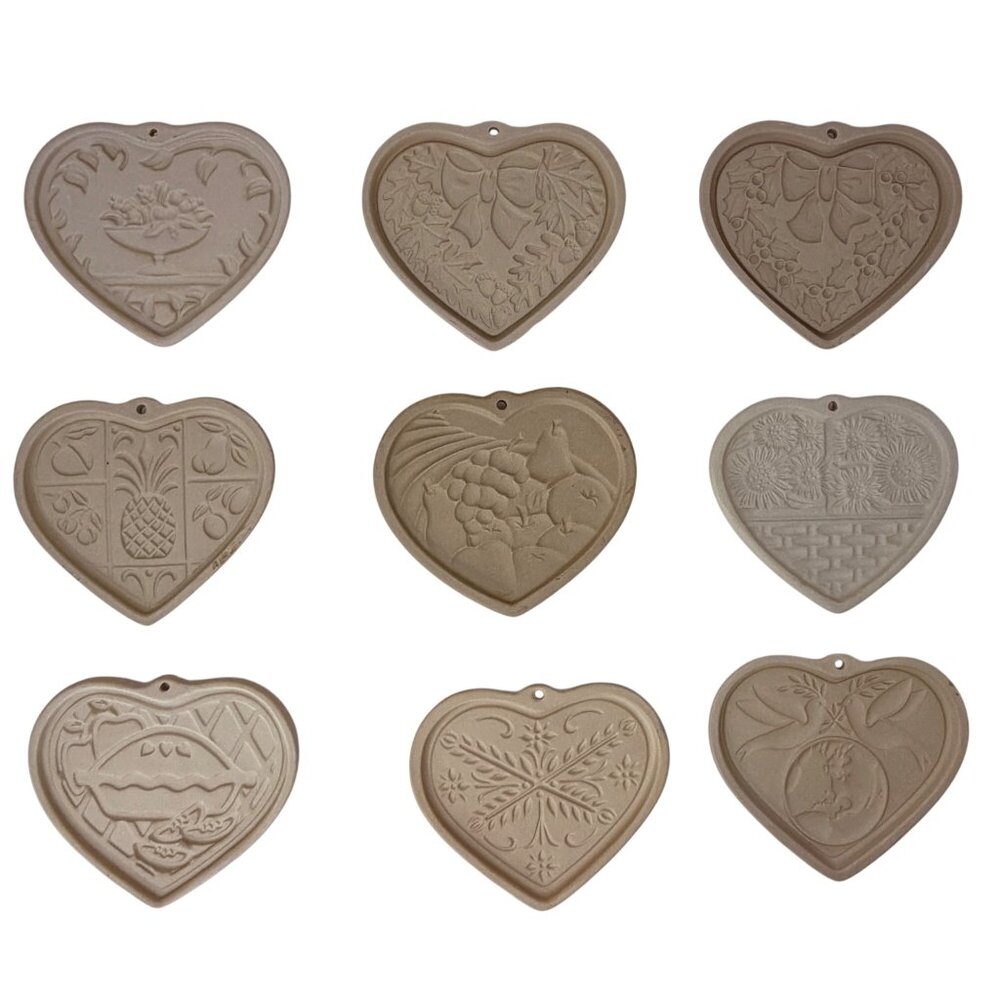 9 Vintage‎ Pampered Chef Heart Cookie Molds Decorative Baking Kitchen Collection